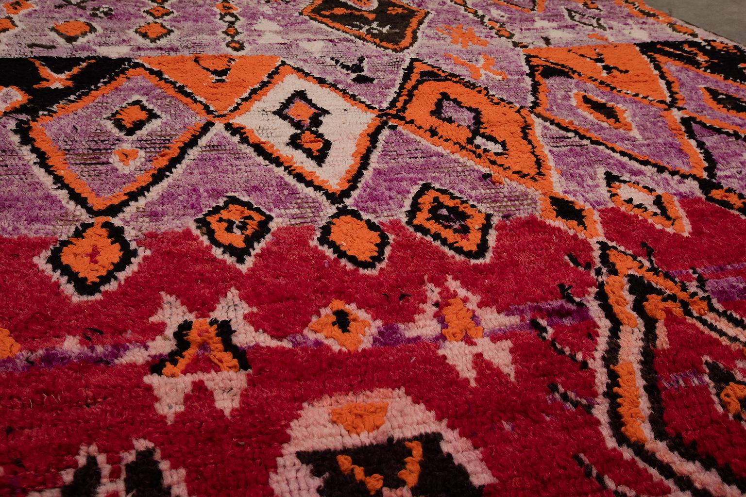 Vintage Moroccan Boujad Rug - Purple, Brown, Orange For Sale 1