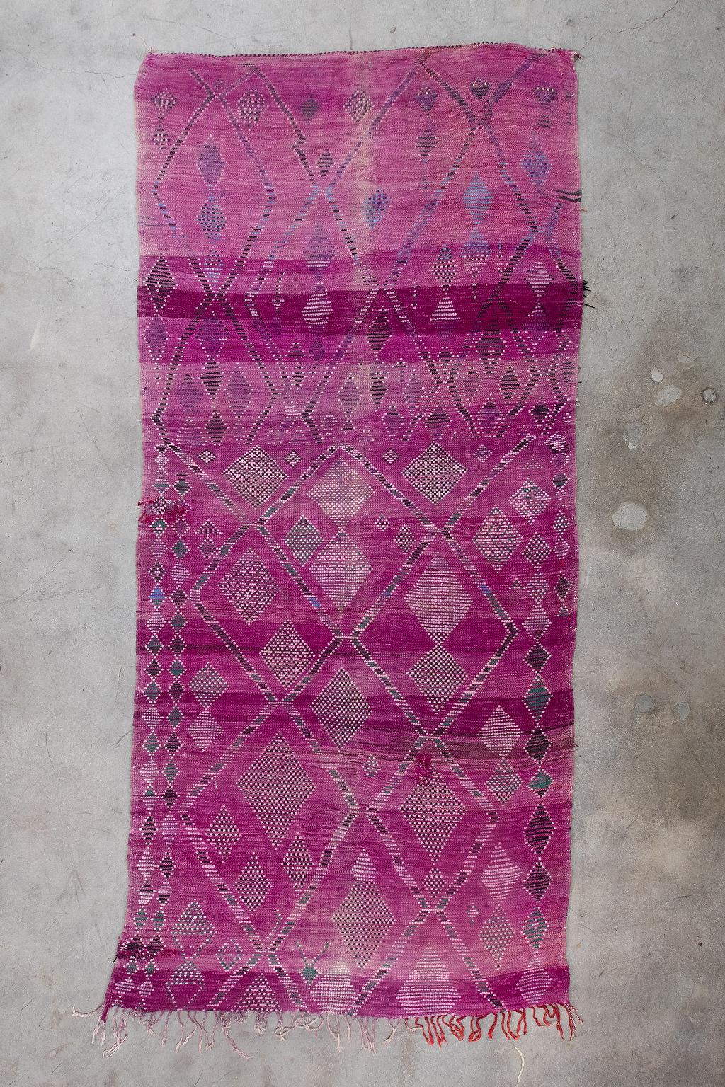 Wool Vintage Moroccan Boujad Rug - Purple, Blue, Green, Black For Sale