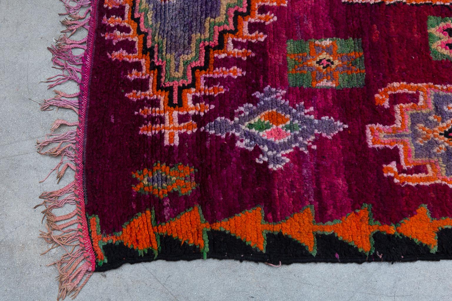 Vintage Moroccan Boujad Rug - Magenta, Purple, Pink For Sale 2