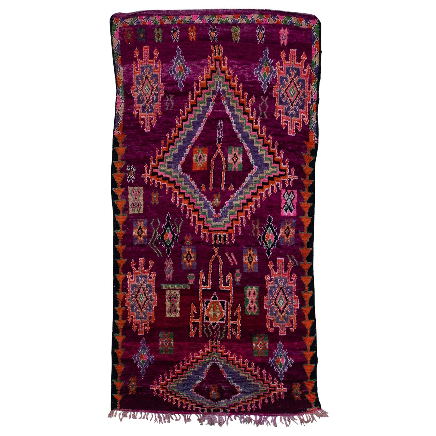 Vintage Moroccan Boujad Rug - Magenta, Purple, Pink For Sale