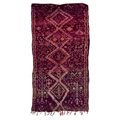 Vintage Moroccan Boujad Rug - Wine, Brown, Pink, Orange