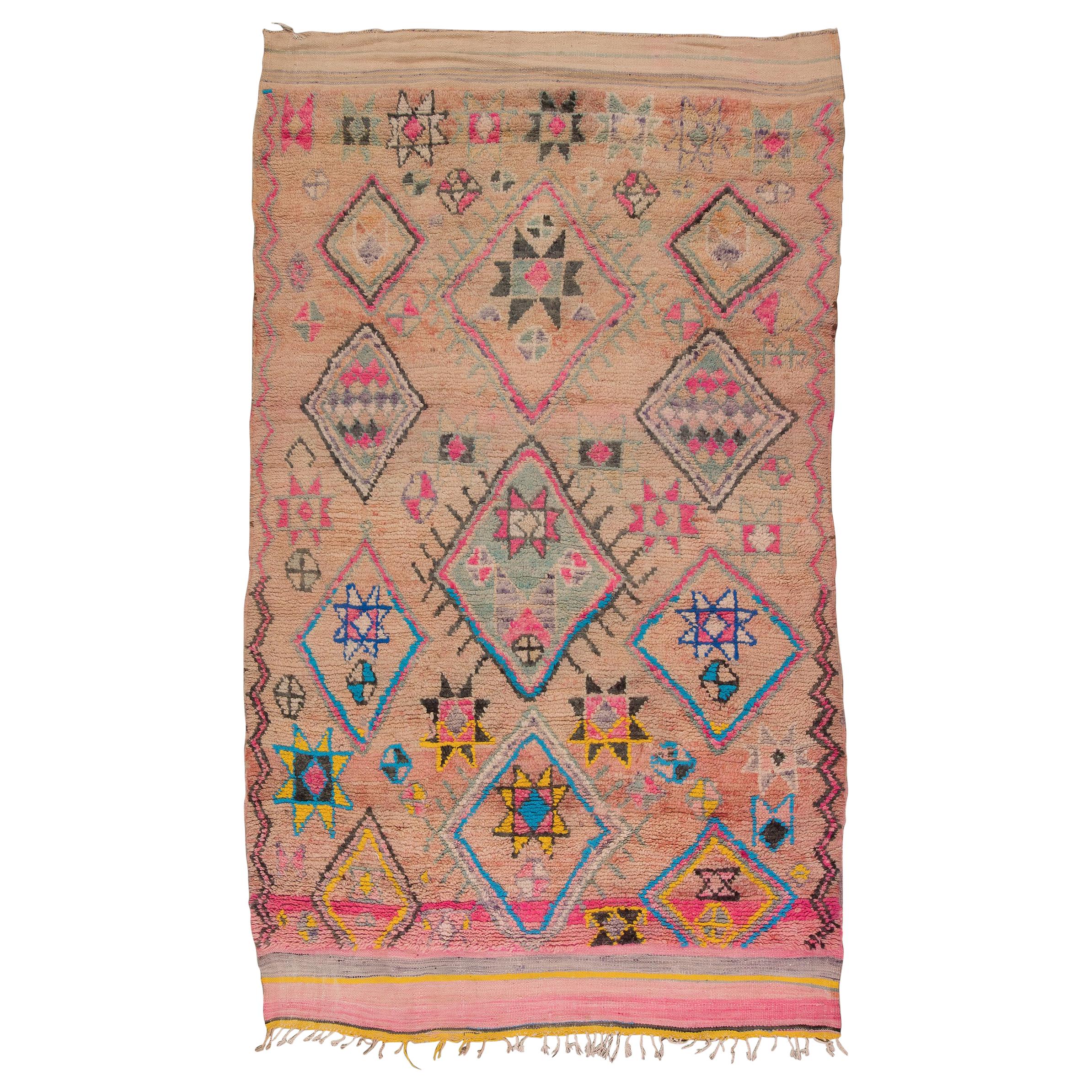 Vintage Moroccan Boujad Rug - Blush, Pink For Sale