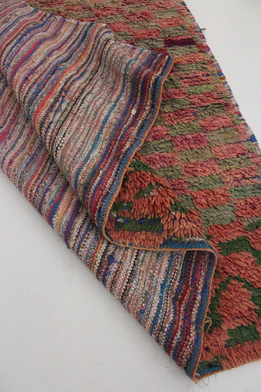 Vintage Moroccan Boujad rug - Pink/green - 5.2x8.5feet / 160x260cm 5