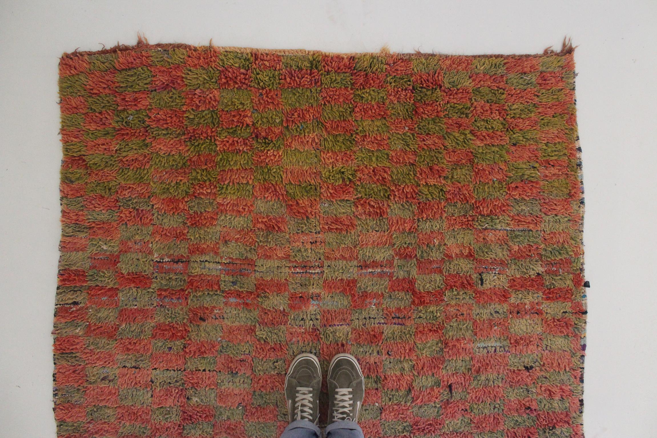 Marokkanischer Boujad-Teppich im Vintage-Stil - Rosa/Grün - 5.2x8.5feet / 160x260cm 1