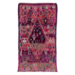 pink purple and blue wallpaper Vintage Moroccan Boujad Rug - Pink, Purple
