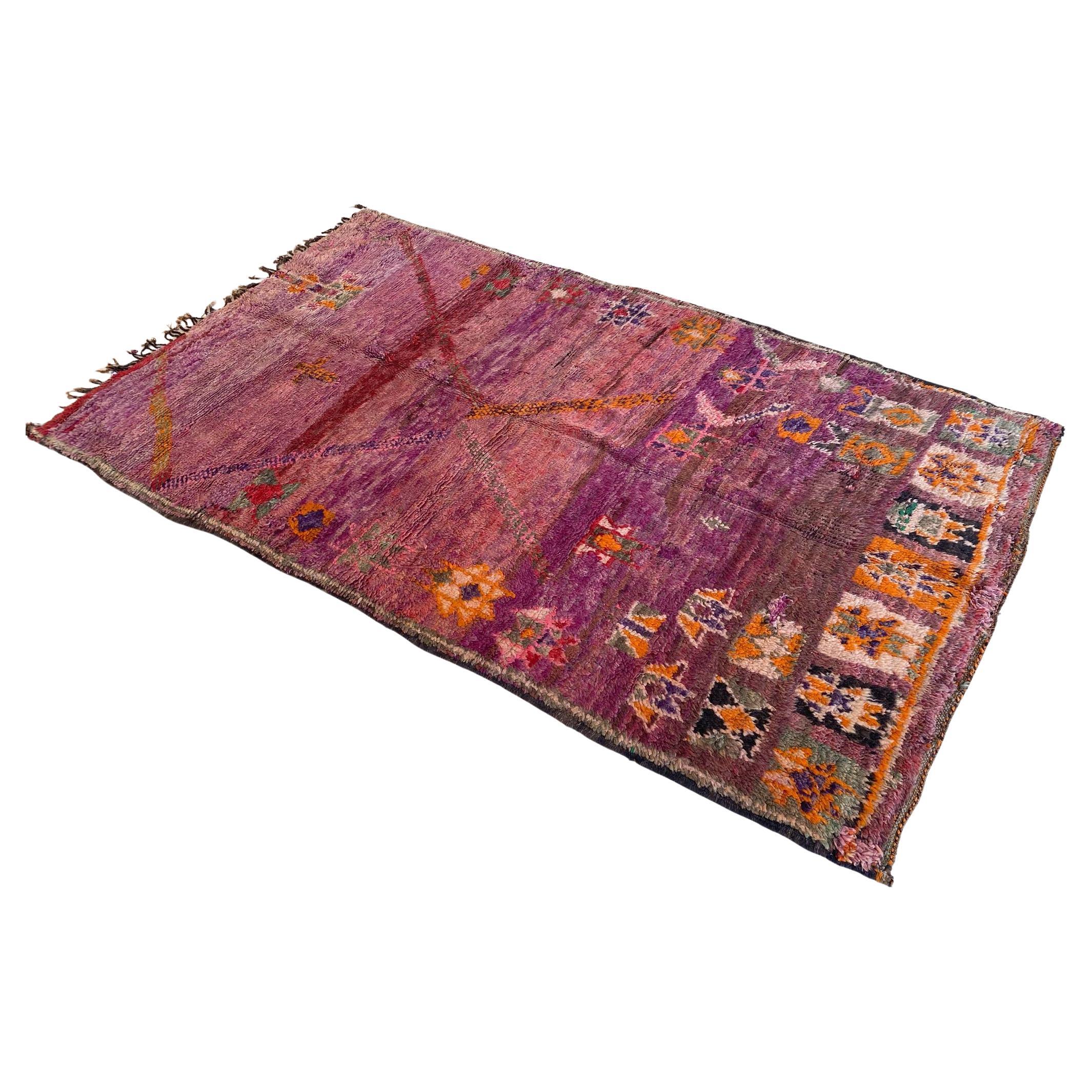 Vintage Moroccan Boujad rug - Purple/orange - 5.1x8.8feet / 157x268cm