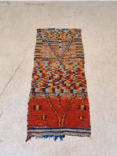 Marokkanischer Boujad-Teppich im Vintage-Stil - Rot/Schwarz/orange/Blau - 3.4x7,5feet / 106x230cm