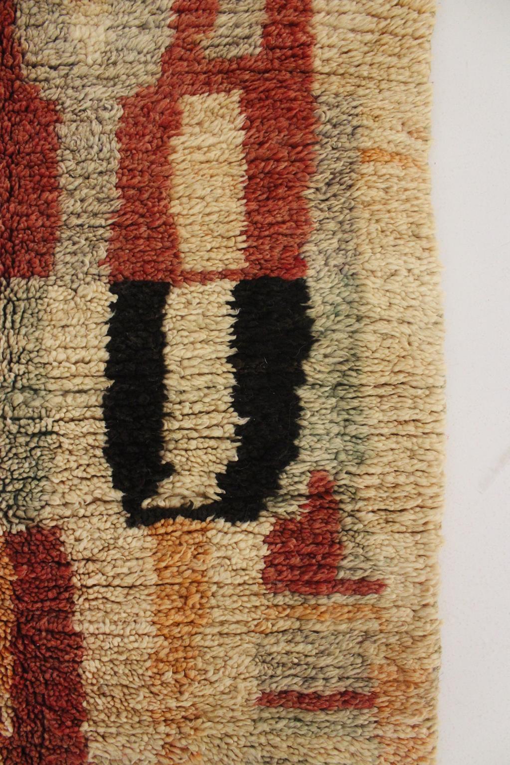 Vintage Moroccan Boujad rug - Terracotta/black - 5x8.6feet / 152x263cm For Sale 5