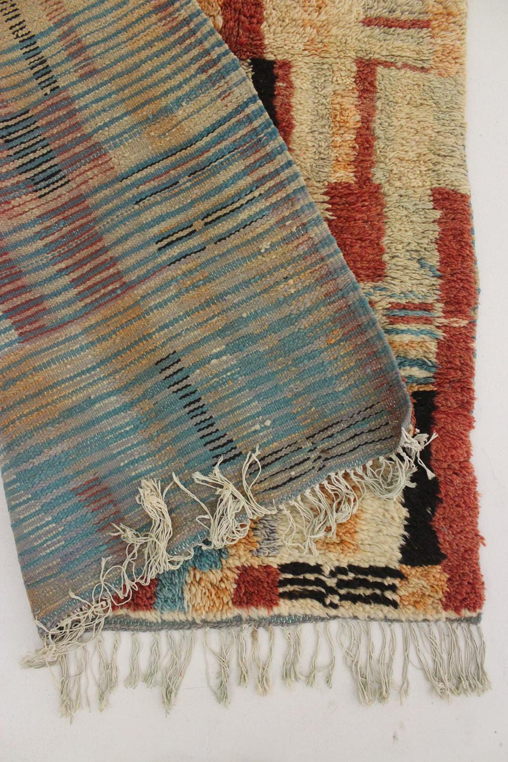 Vintage Moroccan Boujad rug - Terracotta/black - 5x8.6feet / 152x263cm For Sale 6