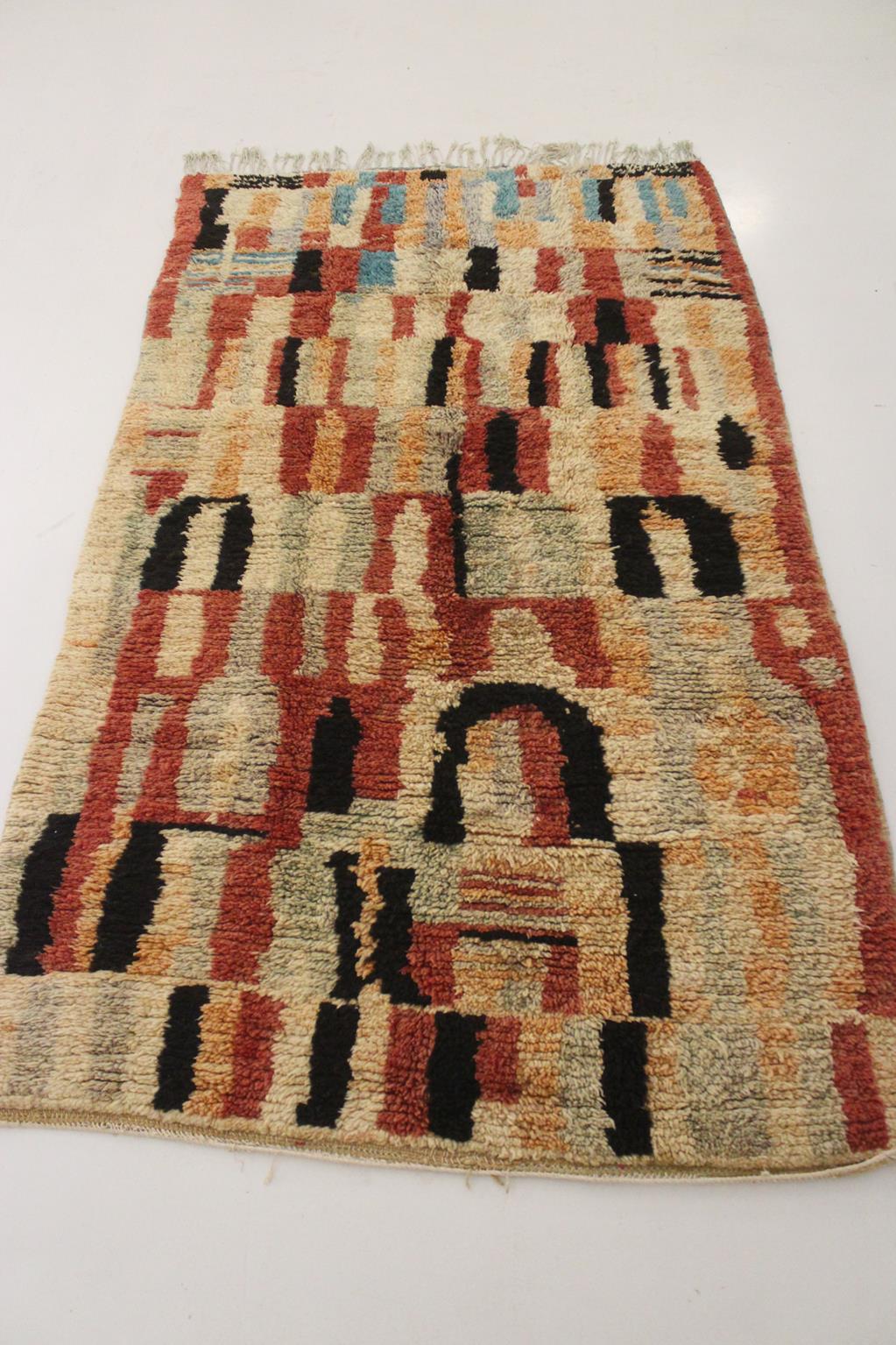Vintage Moroccan Boujad rug - Terracotta/black - 5x8.6feet / 152x263cm In Good Condition For Sale In Marrakech, MA