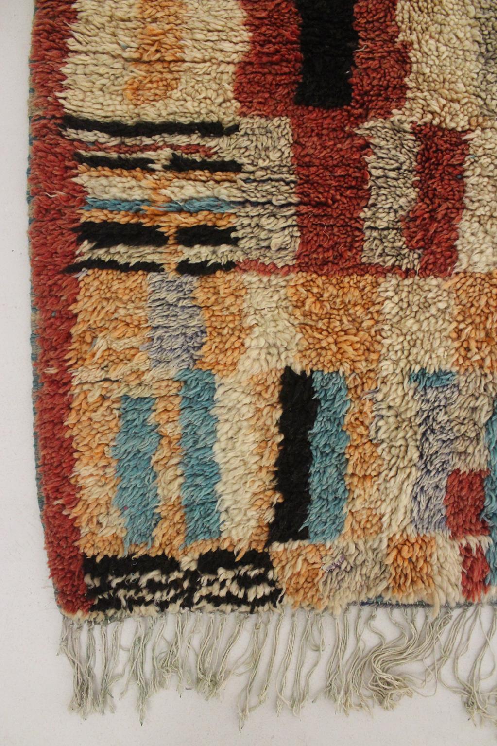 Vintage Moroccan Boujad rug - Terracotta/black - 5x8.6feet / 152x263cm For Sale 3
