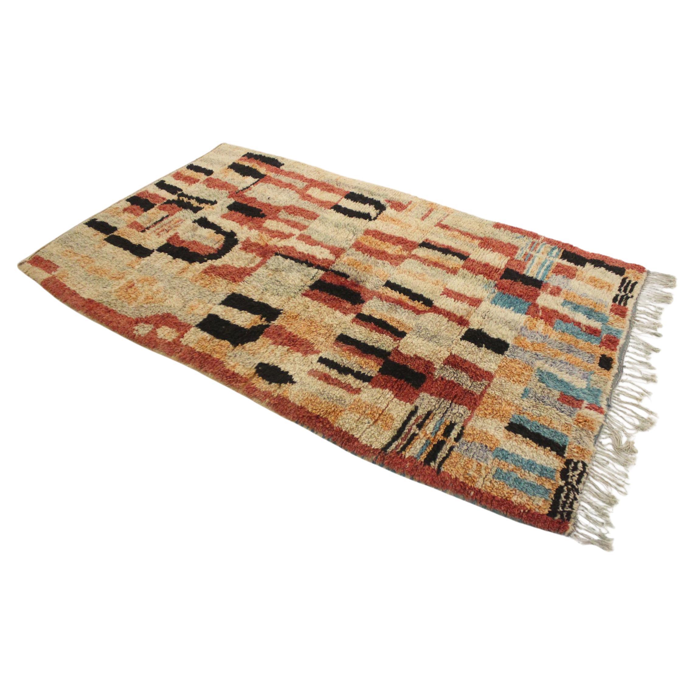 Vintage Moroccan Boujad rug - Terracotta/black - 5x8.6feet / 152x263cm