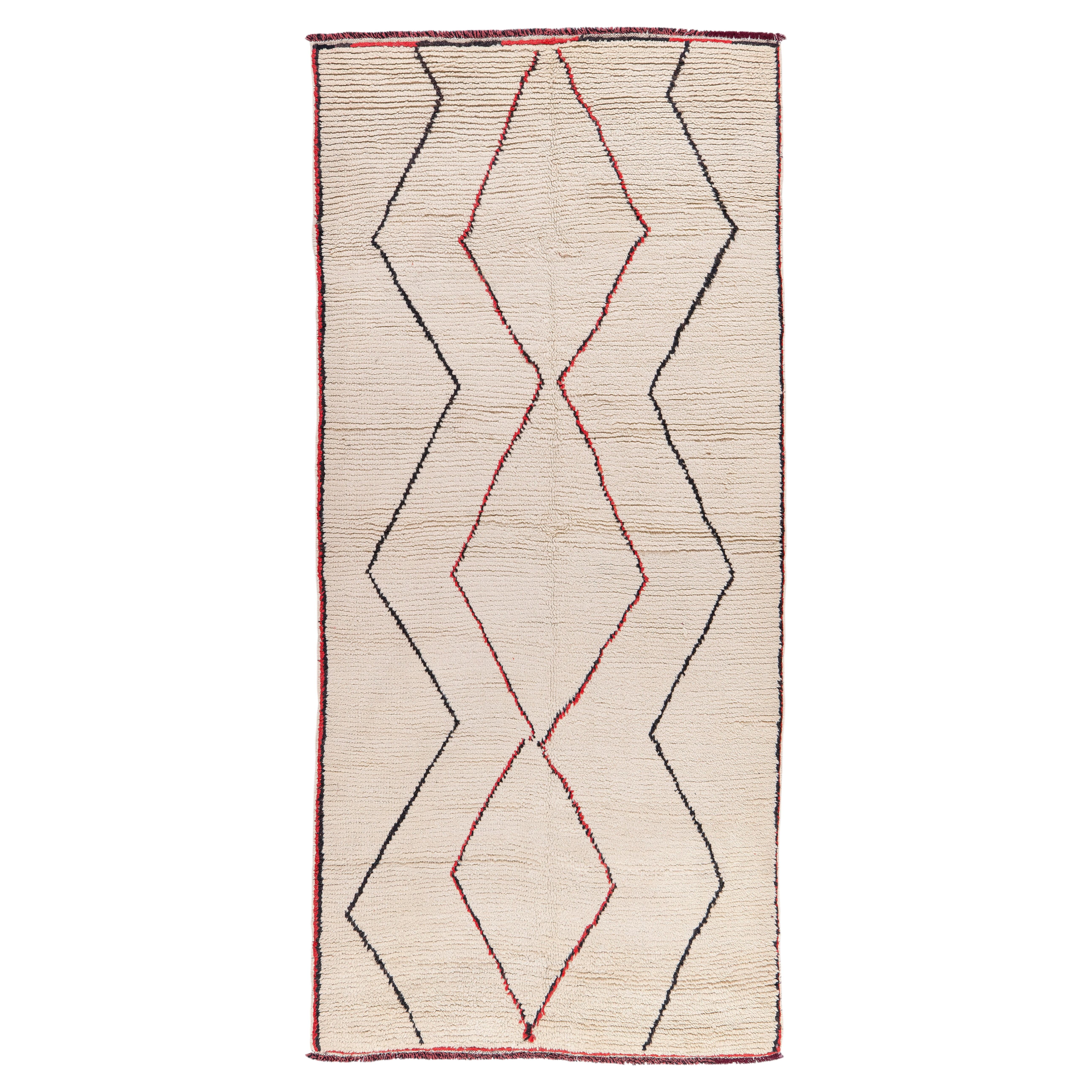 Vintage Moroccan Boujad Rug with Minimal Diamond Design