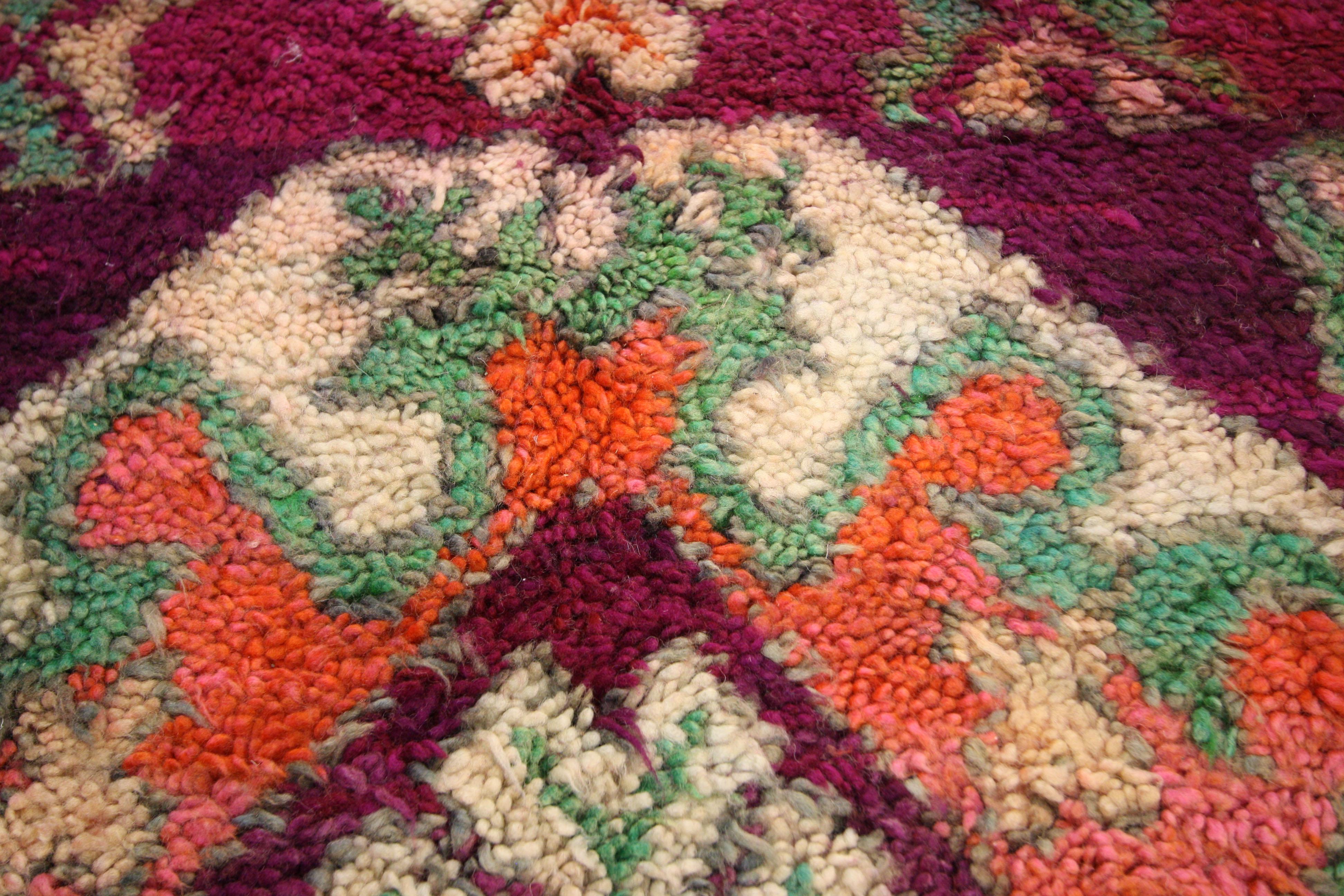 20th Century Vintage Moroccan Boujad Rug with Tribal Style, Colorful Moroccan Berber Carpet For Sale