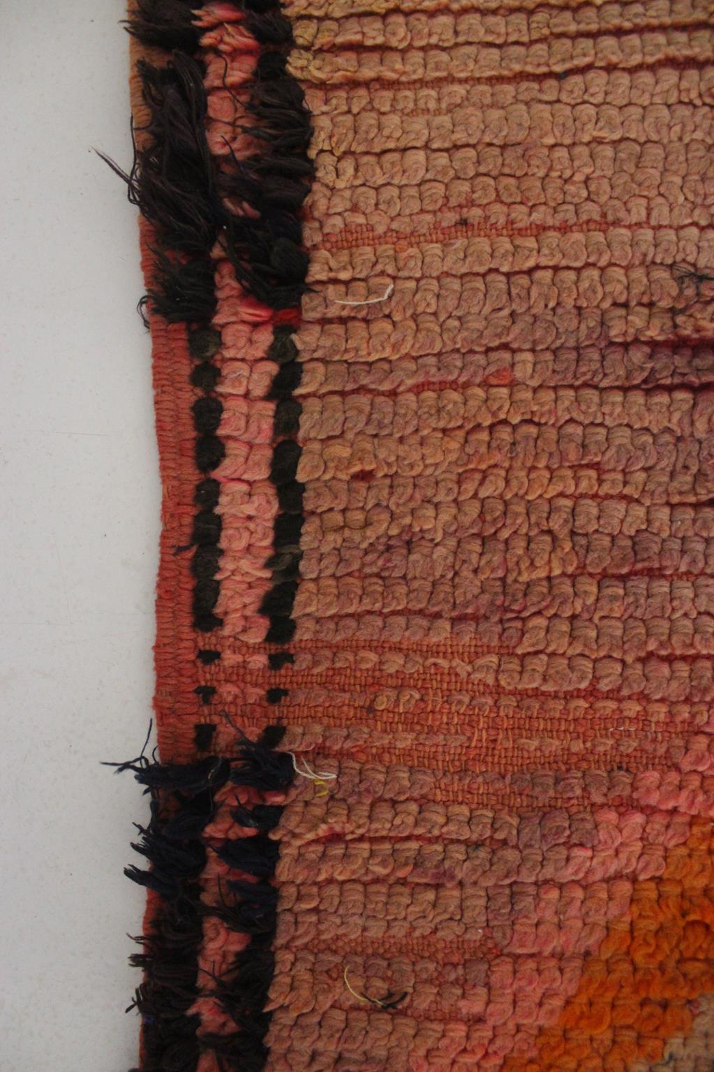 Vintage Moroccan Boujad runner rug - Orange-pink - 3x8.1feet / 93x247cm For Sale 3