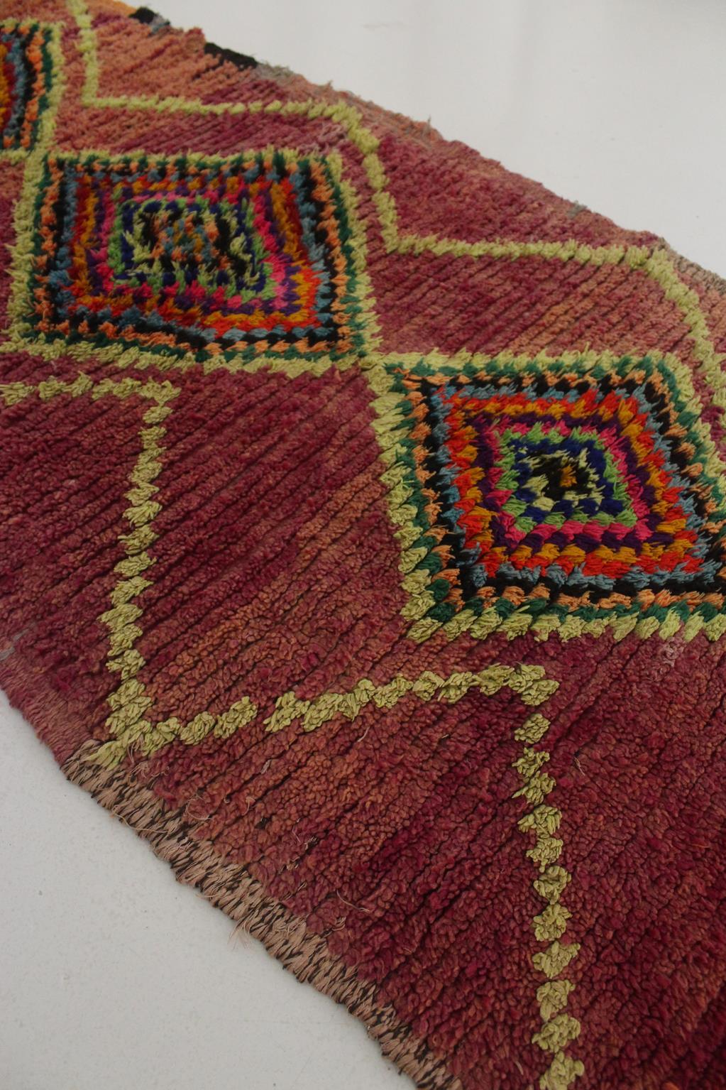 Vintage Moroccan Boujad runner rug - Purple - 3x8.7feet / 92x265cm For Sale 3