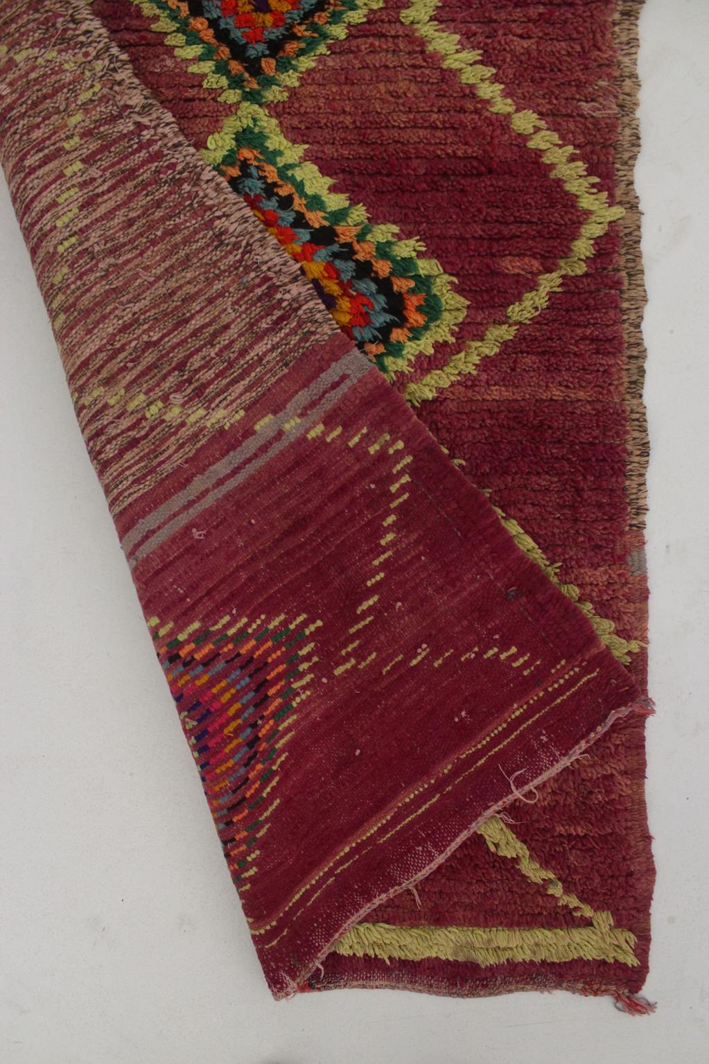 Vintage Moroccan Boujad runner rug - Purple - 3x8.7feet / 92x265cm For Sale 4