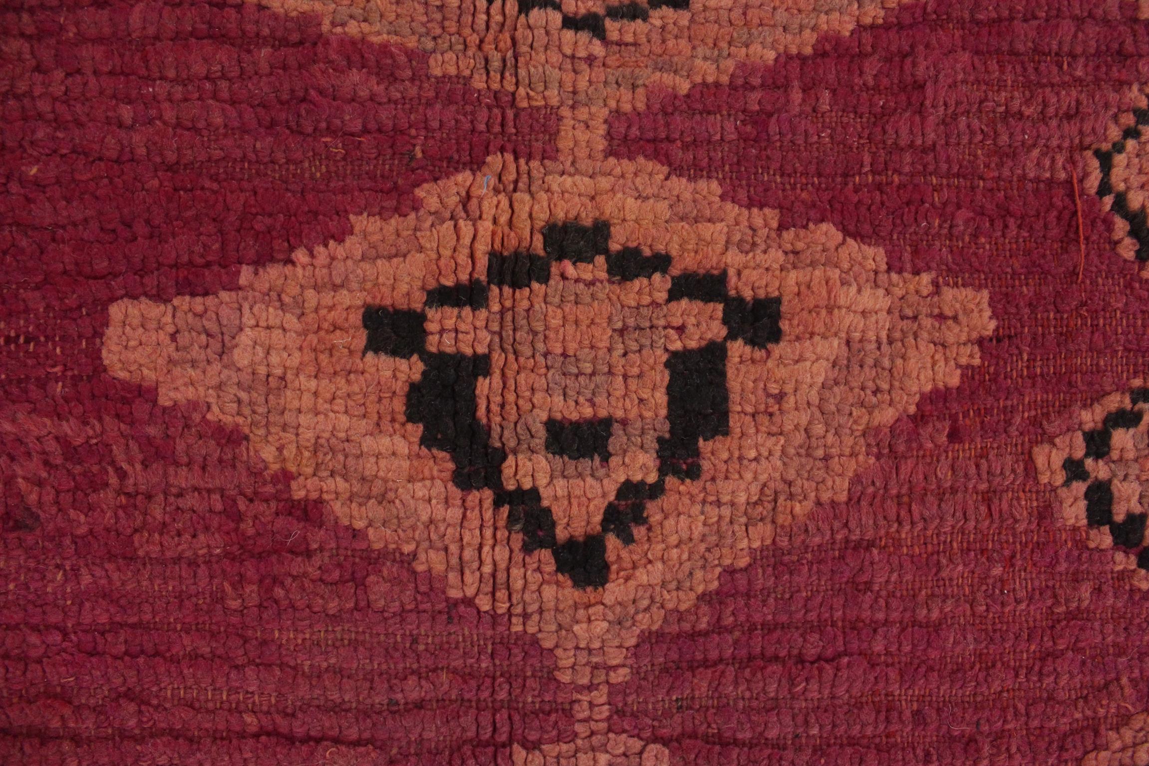 20th Century Vintage Moroccan Boujad runner rug - Raspberry - 3.4x10.5feet / 105x320cm For Sale