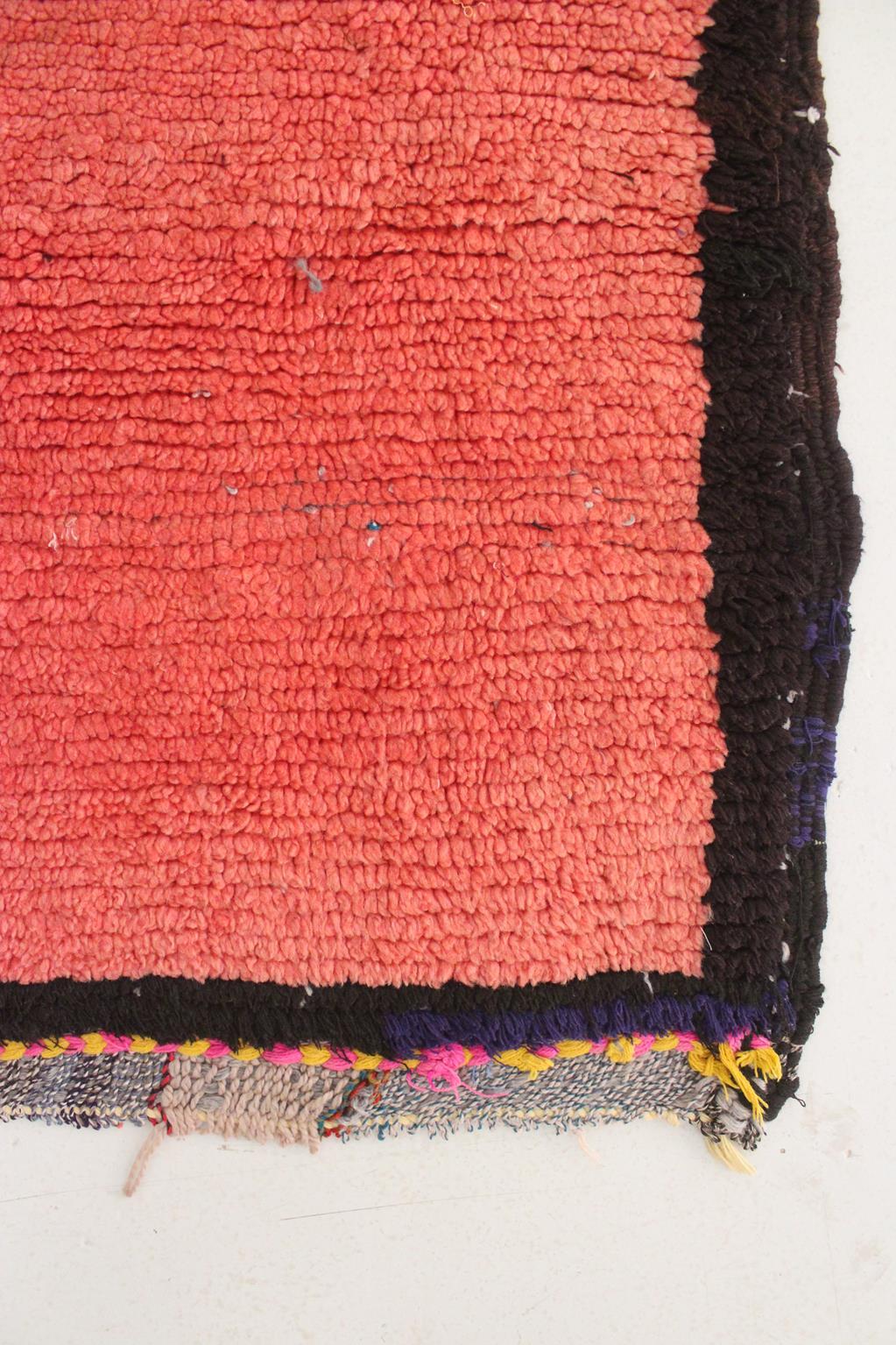 Wool Vintage Moroccan Boujad runner rug - Rich pink - 3.4x8.4feet / 105x257cm For Sale