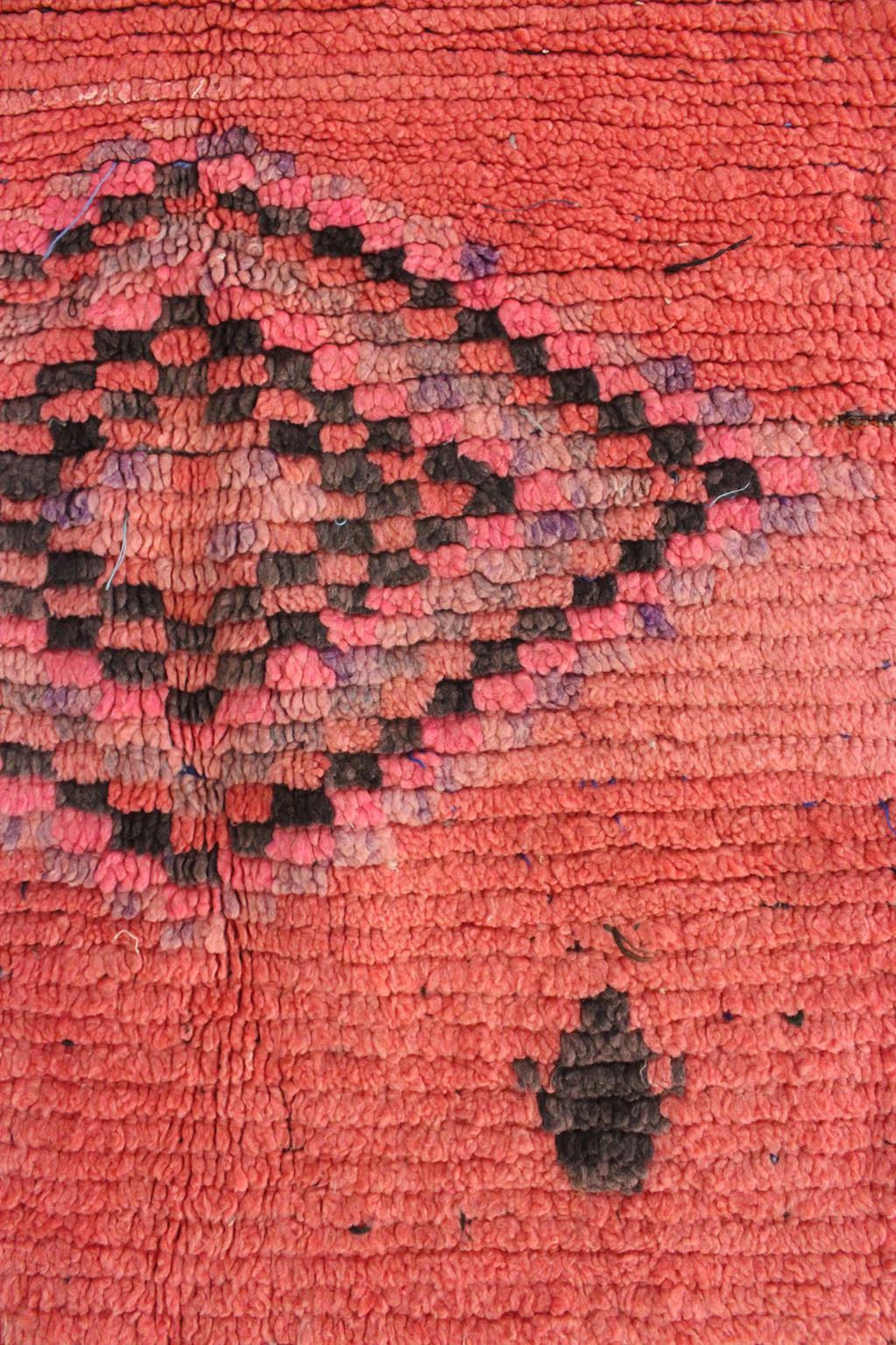 Vintage Moroccan Boujad runner rug - Rich pink - 3.4x8.4feet / 105x257cm For Sale 1