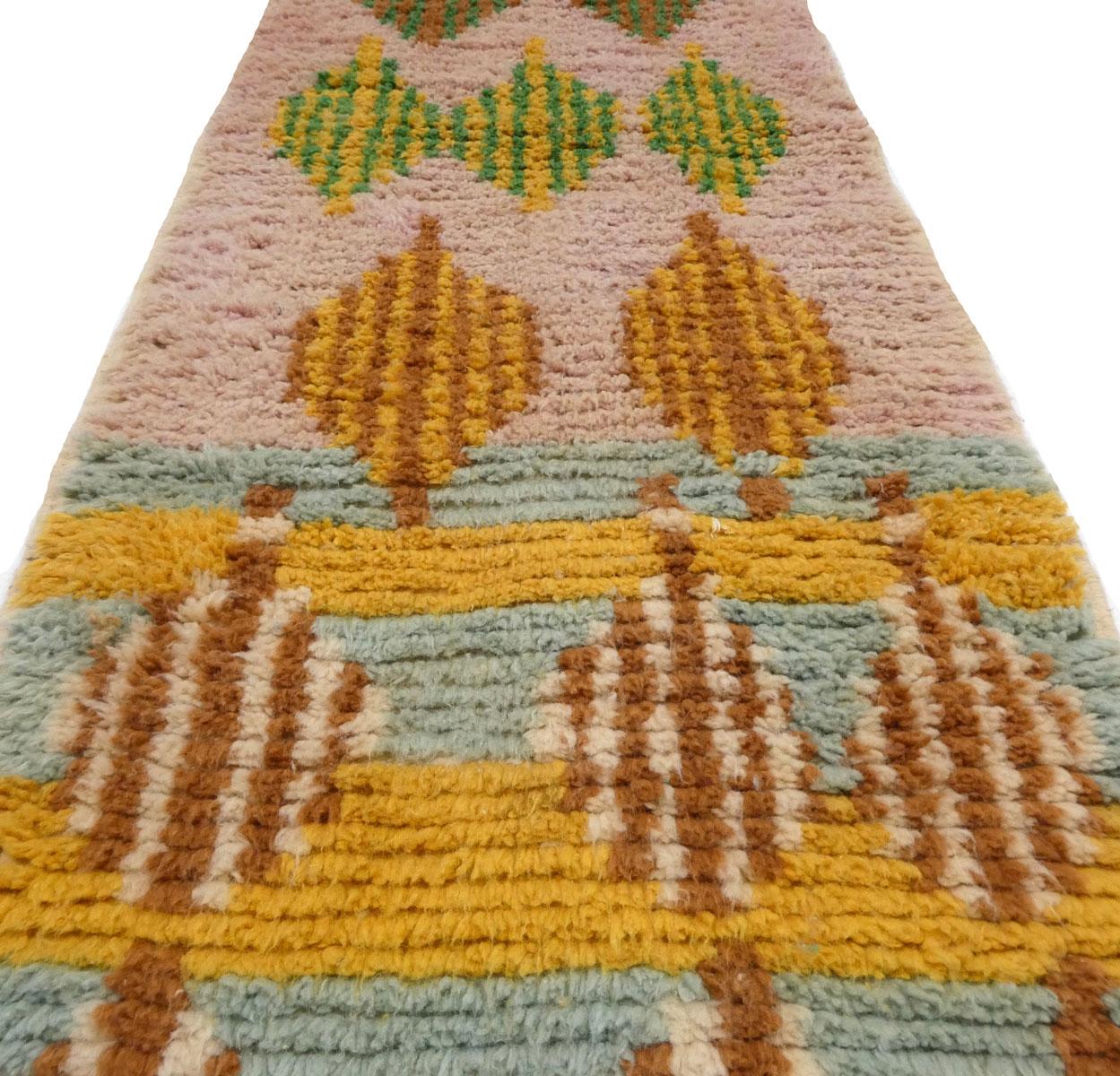Vintage Moroccan Boujad Wool Runner 2'3 x 10'5 For Sale 1
