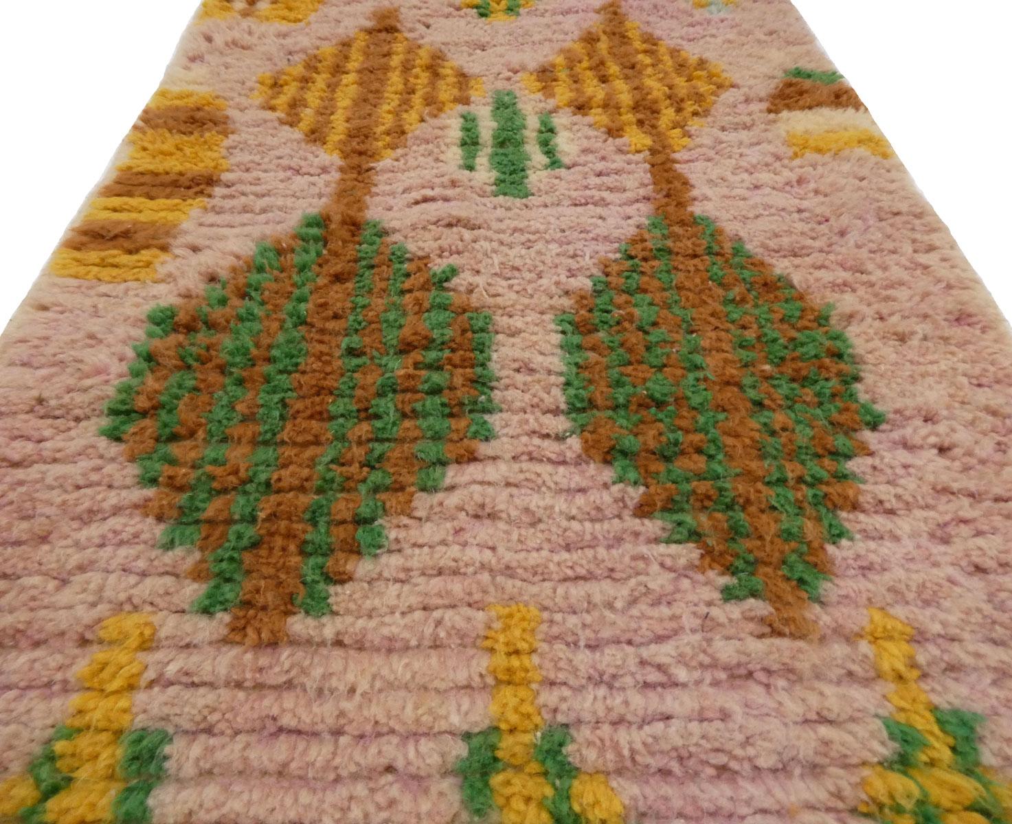Vintage Moroccan Boujad Wool Runner 2'3 x 10'5 For Sale 4
