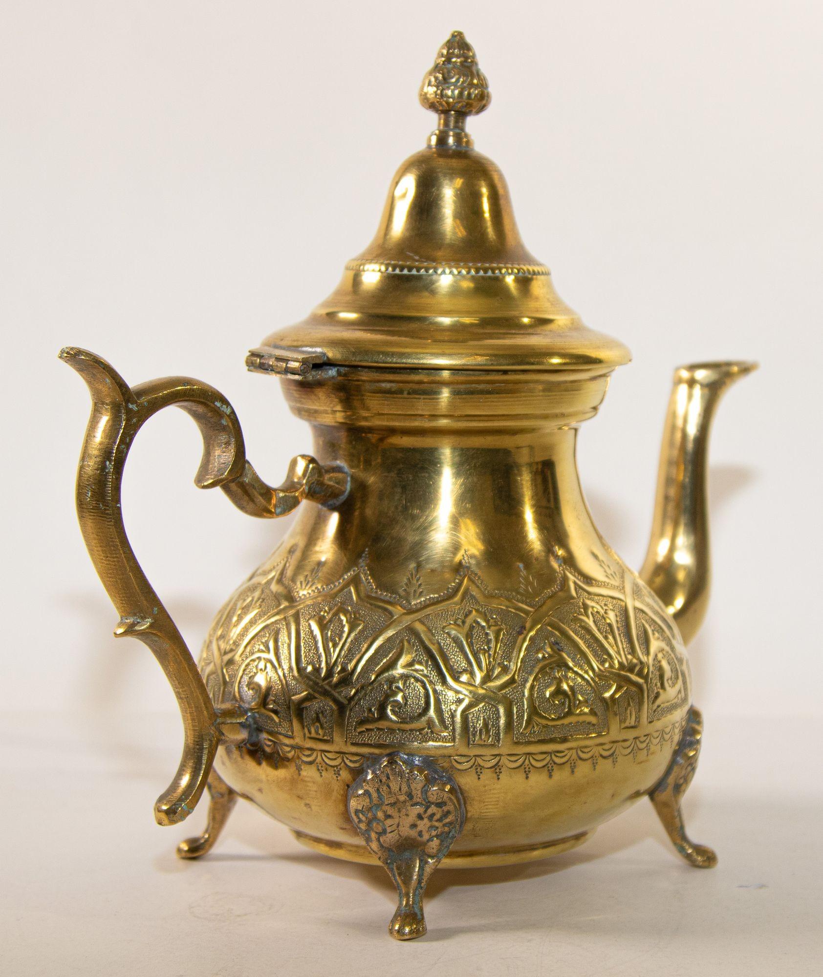 Vintage Moroccan Brass Tea Pot Kettle 5