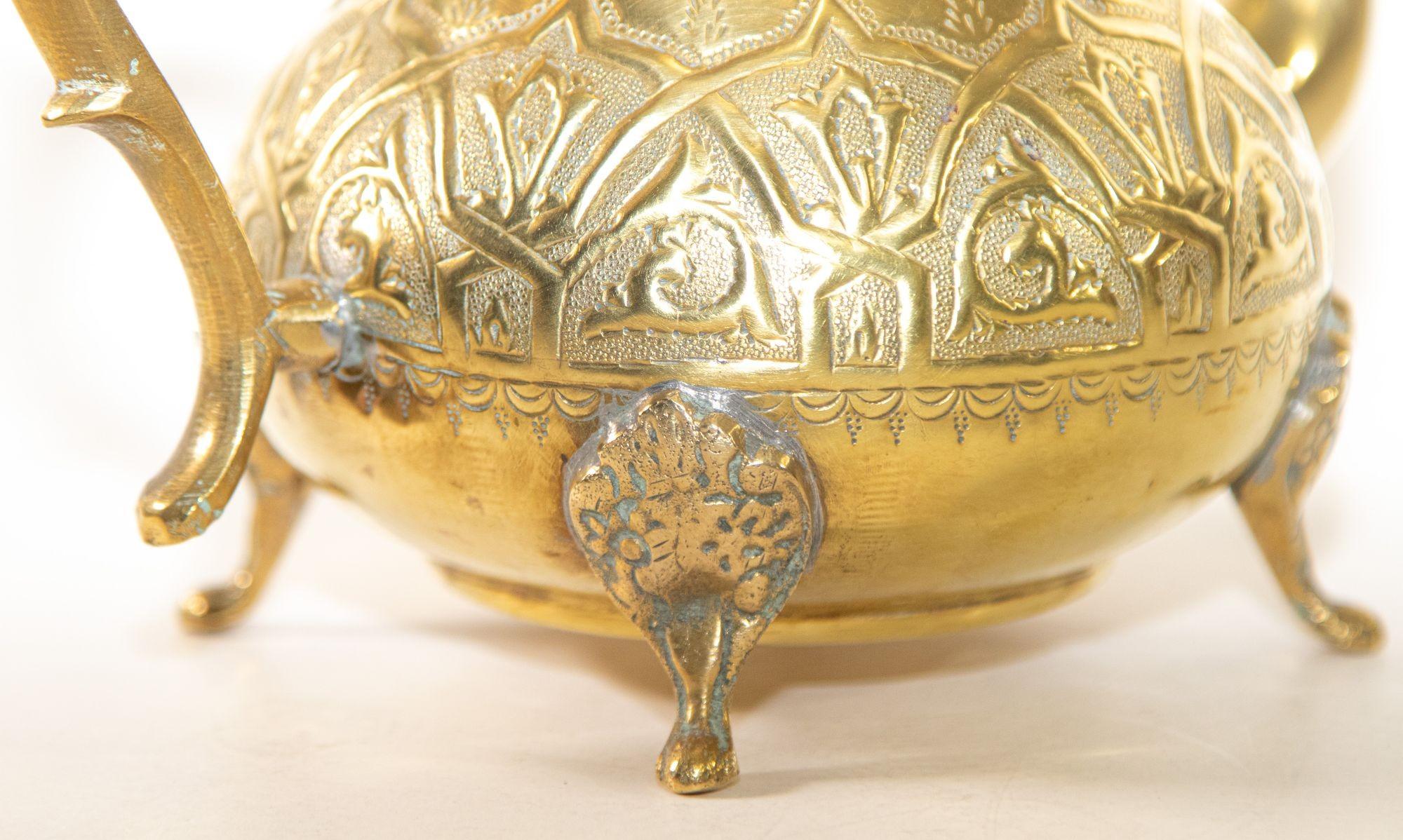 Vintage Moroccan Brass Tea Pot Kettle 6