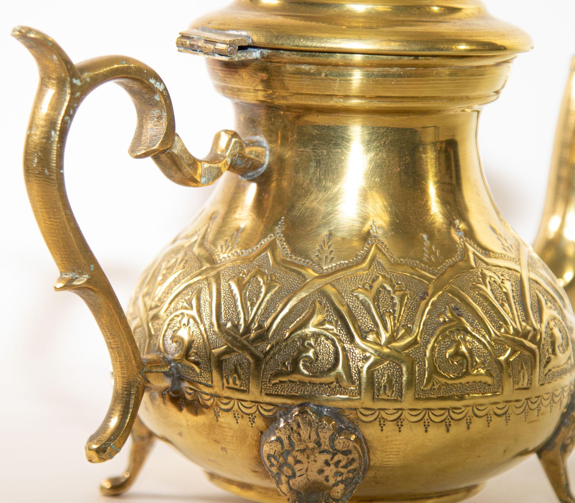 Vintage Moroccan Brass Tea Pot Kettle 7