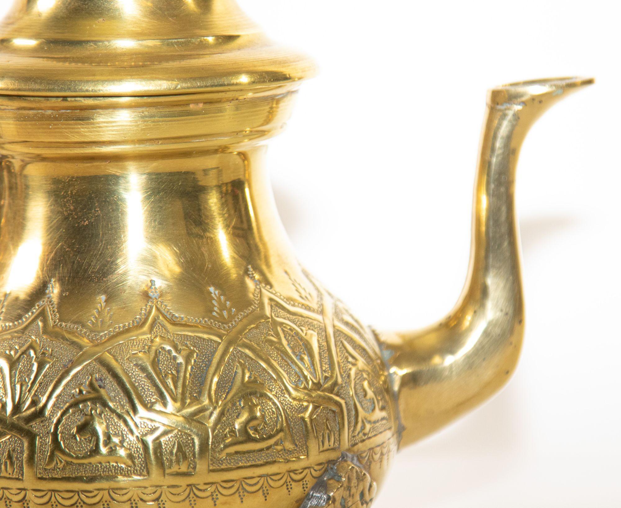 Moorish Vintage Moroccan Brass Tea Pot Kettle