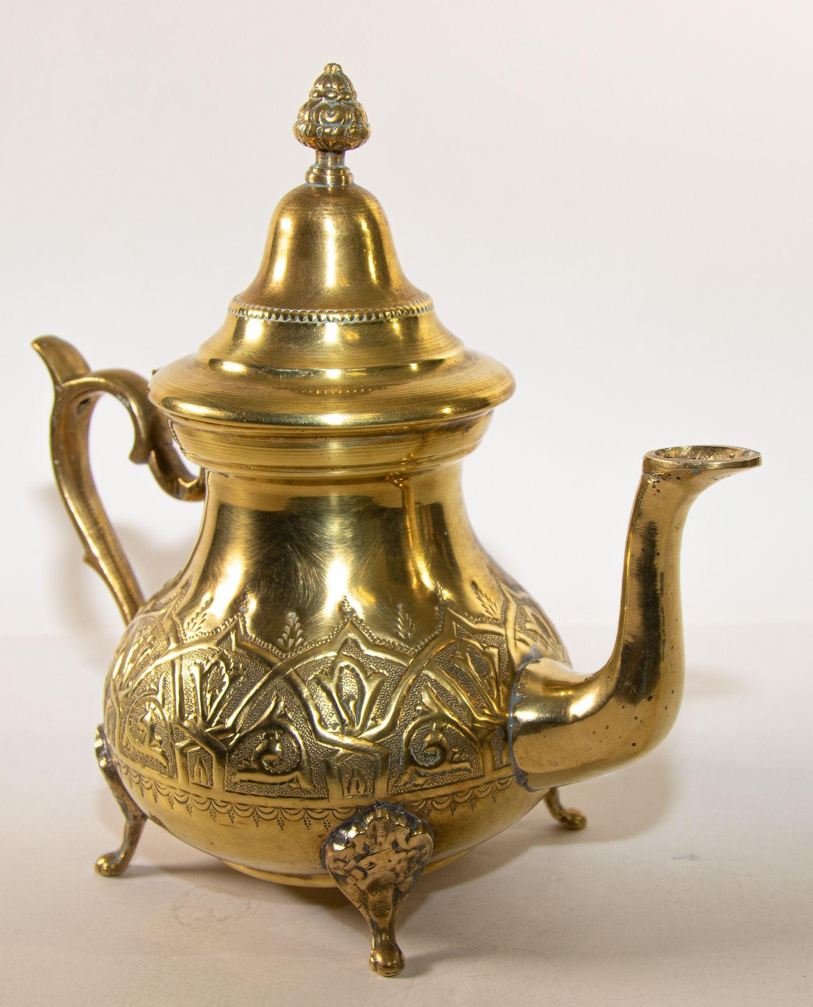Hammered Vintage Moroccan Brass Tea Pot Kettle