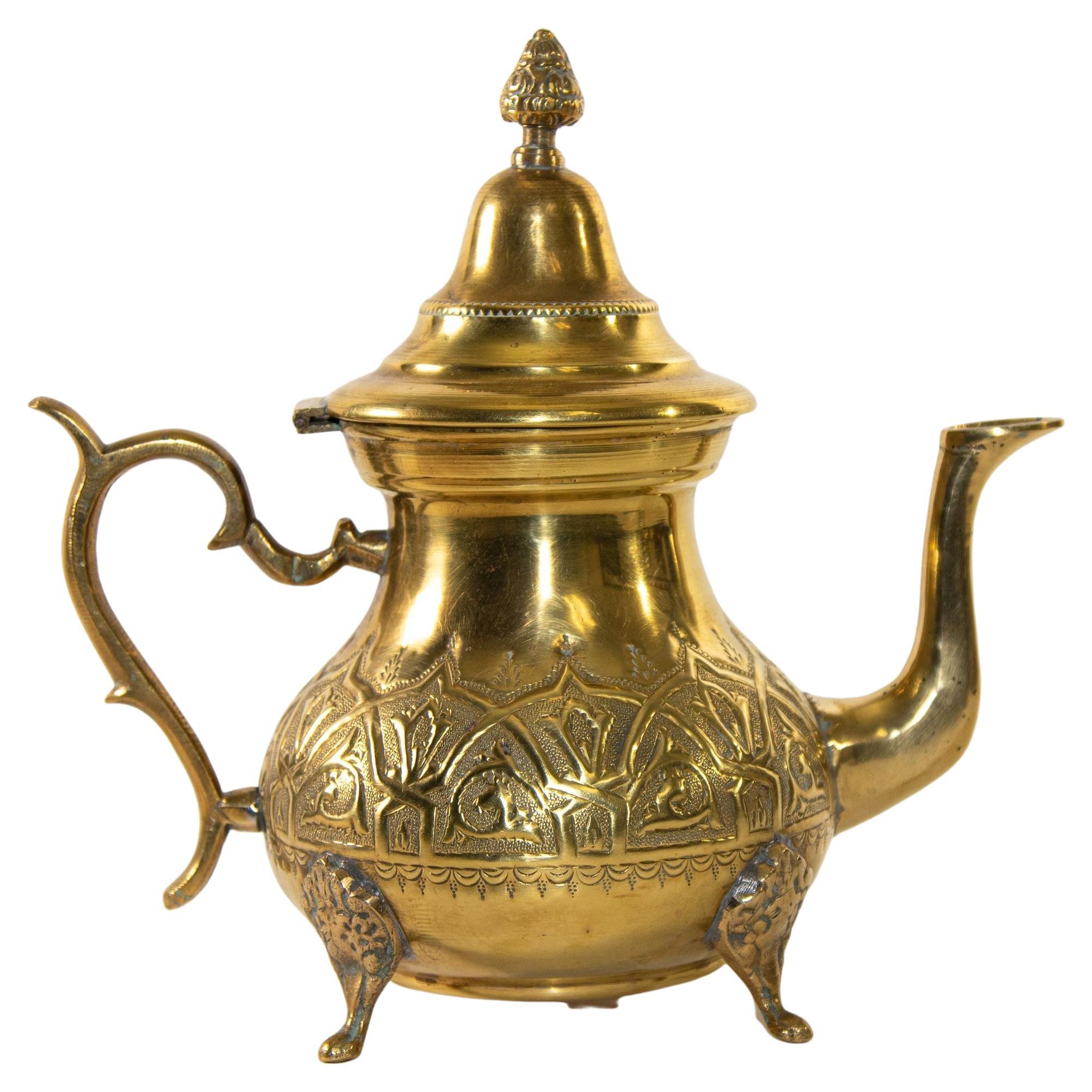 Vintage Moroccan Brass Tea Pot Kettle