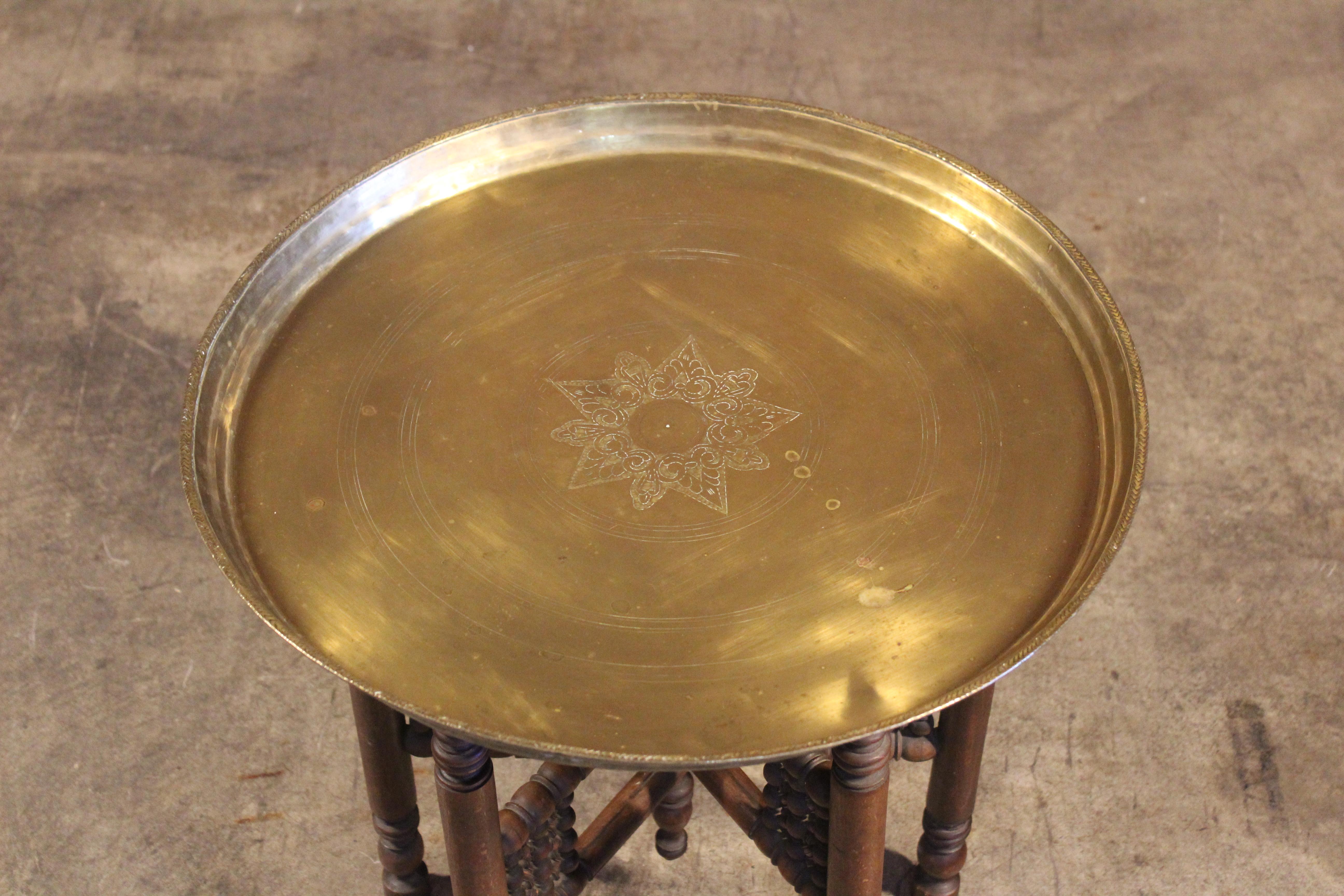 Late 20th Century Vintage Moroccan Brass Tray Table, 1970s