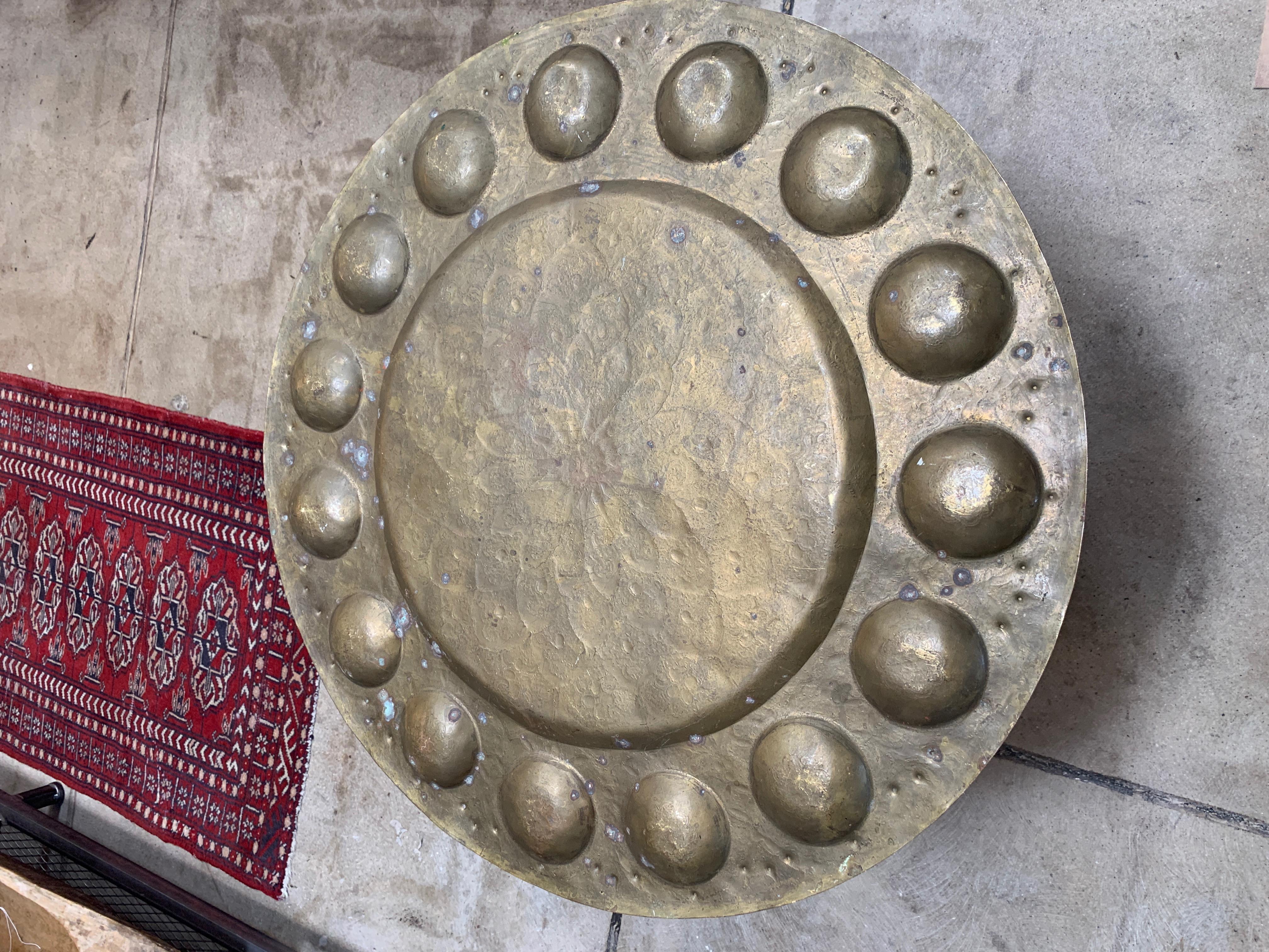20th Century Vintage Moroccan Brass Tray Tea Table