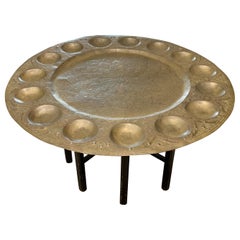 Retro Moroccan Brass Tray Tea Table
