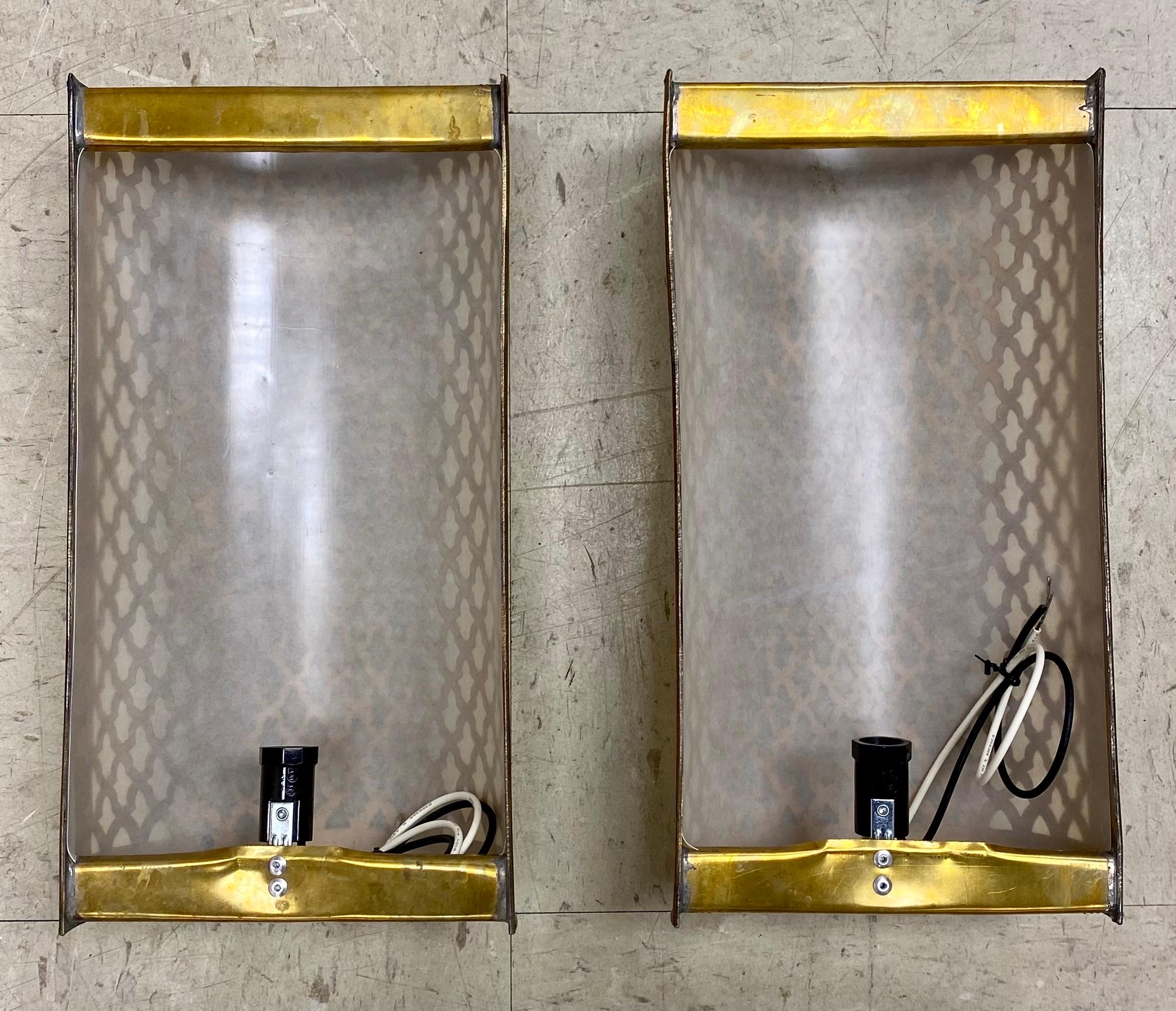 Vintage Moroccan Brass Wall Sconce or Lantern, a Pair For Sale 6