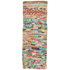 Vintage Moroccan Bright Colorful Hand Knotted Wool and Cotton Runner Vintage Moroccan Bright Colorful Hand Knotted Wool and Cotton Runner