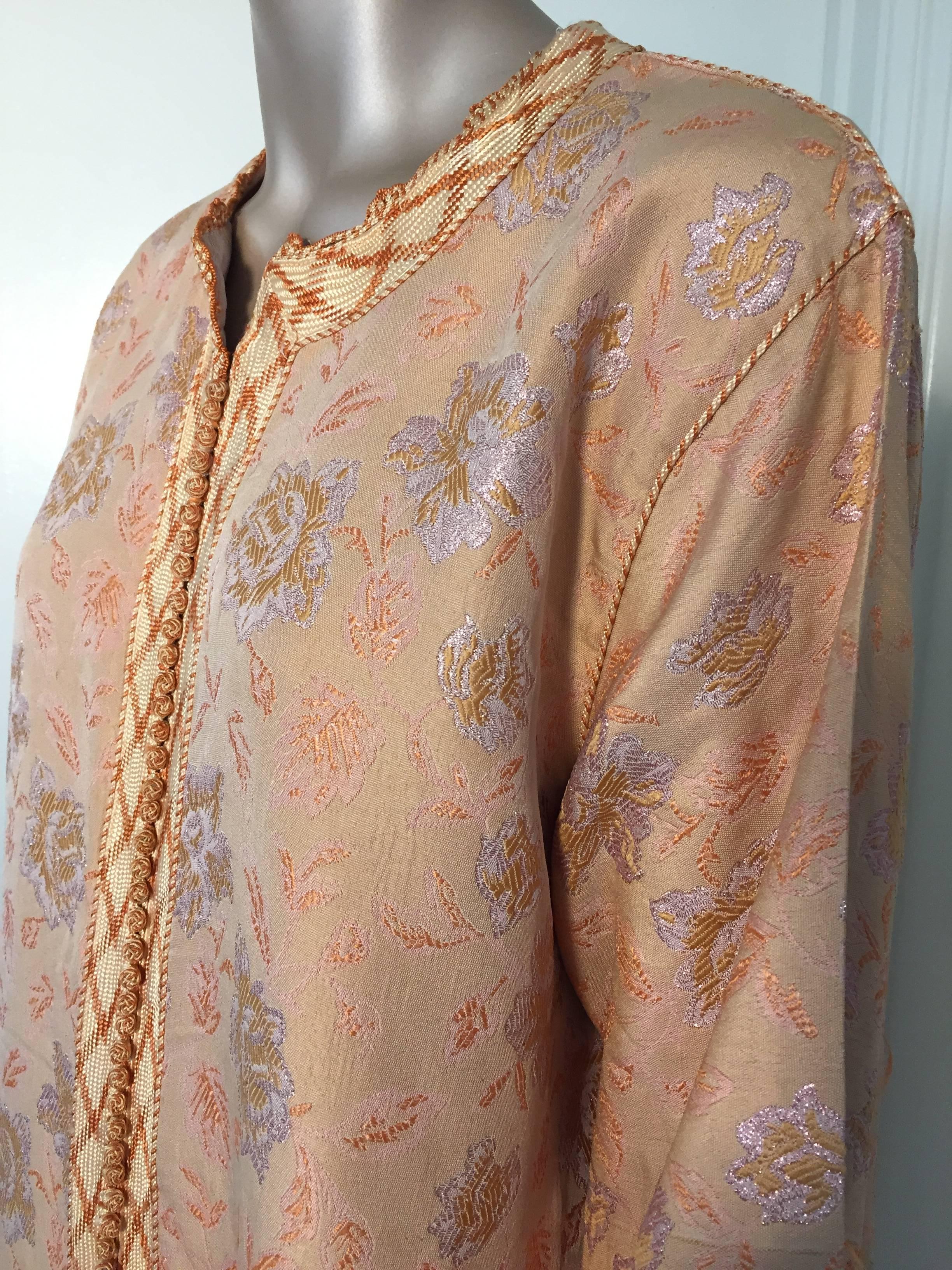 Women's or Men's Vintage Moroccan Brocade Designer Caftan Maxi Dress Gown Kaftan Size L For Sale
