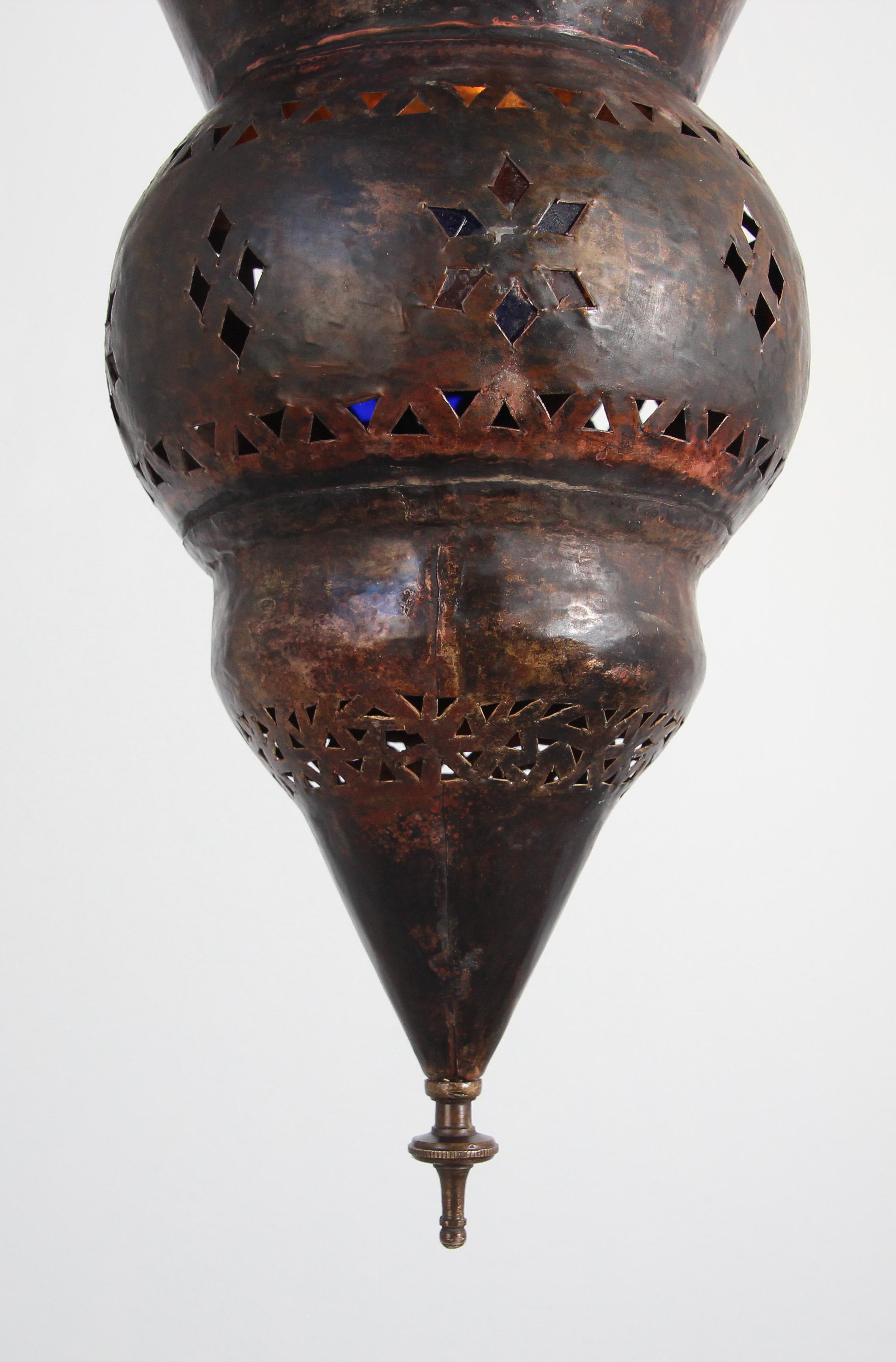 Vintage Moroccan Bronze Moorish Chandelier For Sale 5