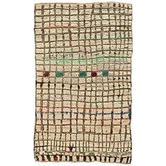 Vintage Moroccan Brown, Green, Blue and Red Handwoven Wool Rug