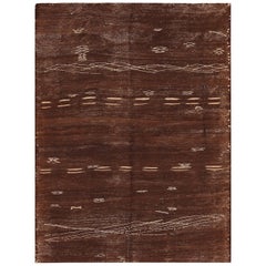 Kilim marocchino marrone vintage. Dimensioni: 4 ft 8 in x 6 ft 4 in