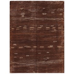 Nazmiyal Collection Vintage Moroccan Brown Kilim. Size: 4 ft 8 in x 6 ft 4 in