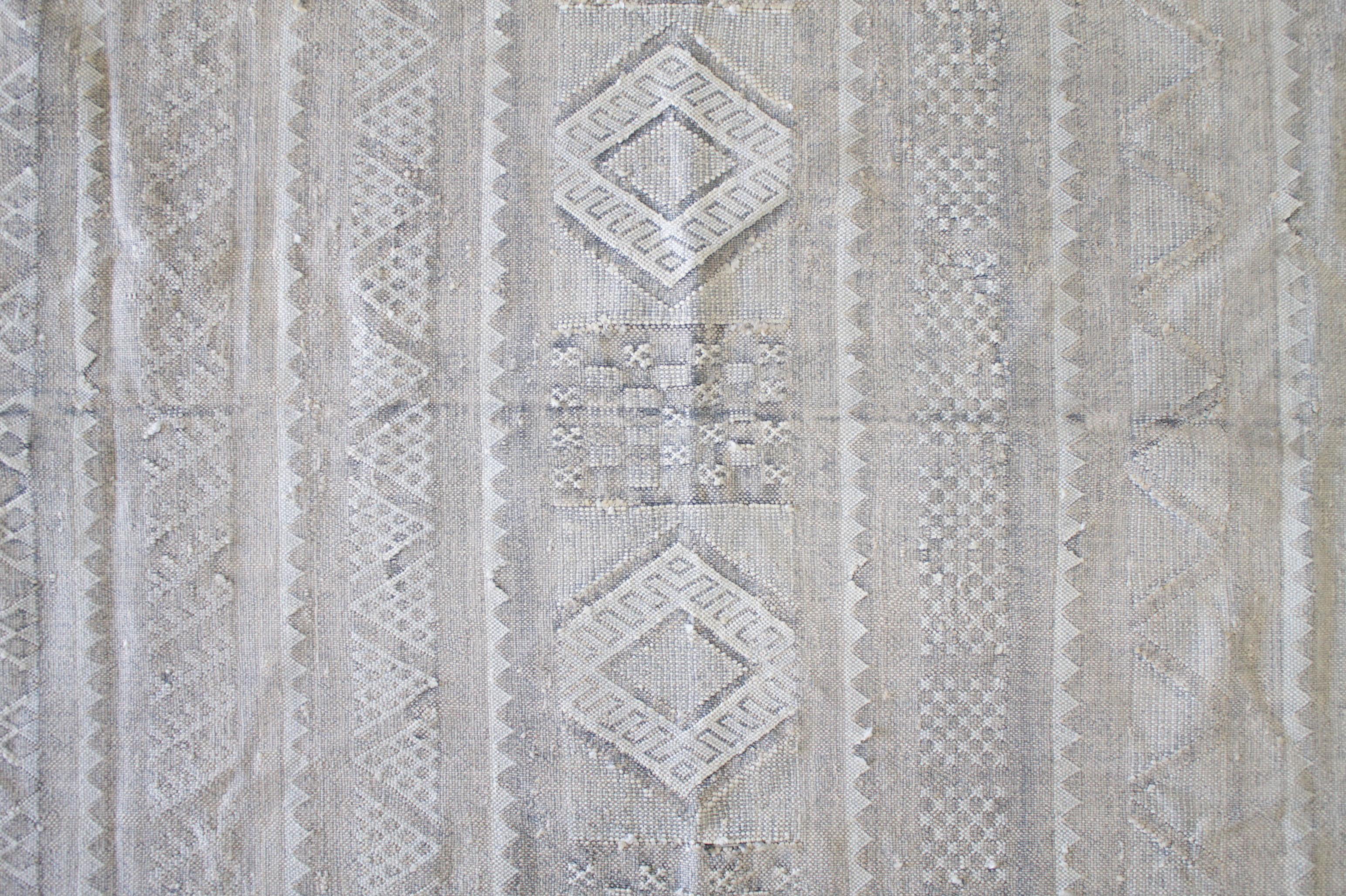 Contemporary Vintage Moroccan Cactus Silk Rug with Fringe