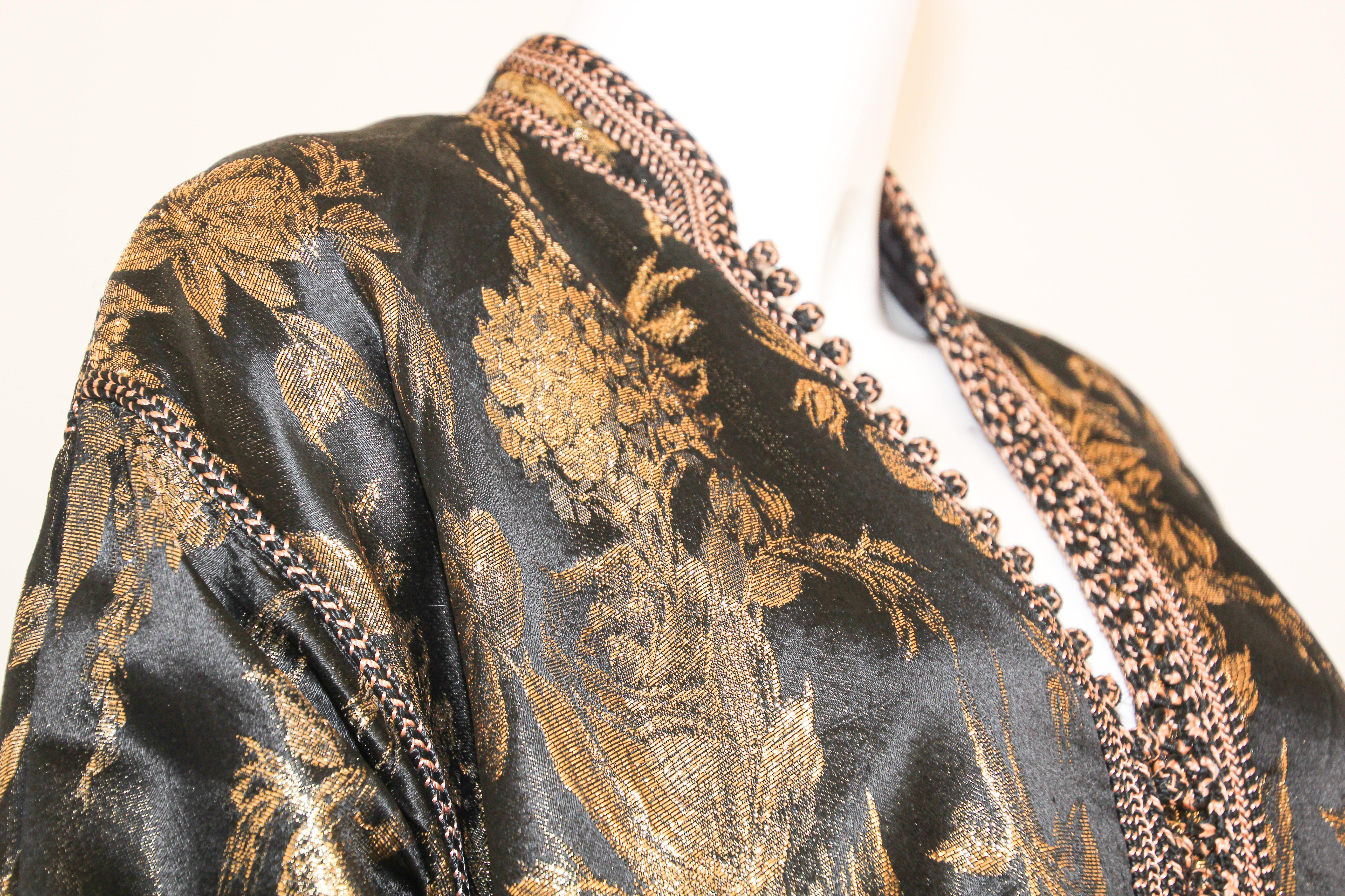 Vintage Moroccan Caftan, Black and Gold Embroidered, ca. 1960s For Sale 10