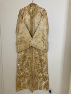 Vintage Moroccan Caftan Gold Damask Embroidered, ca. 1960s