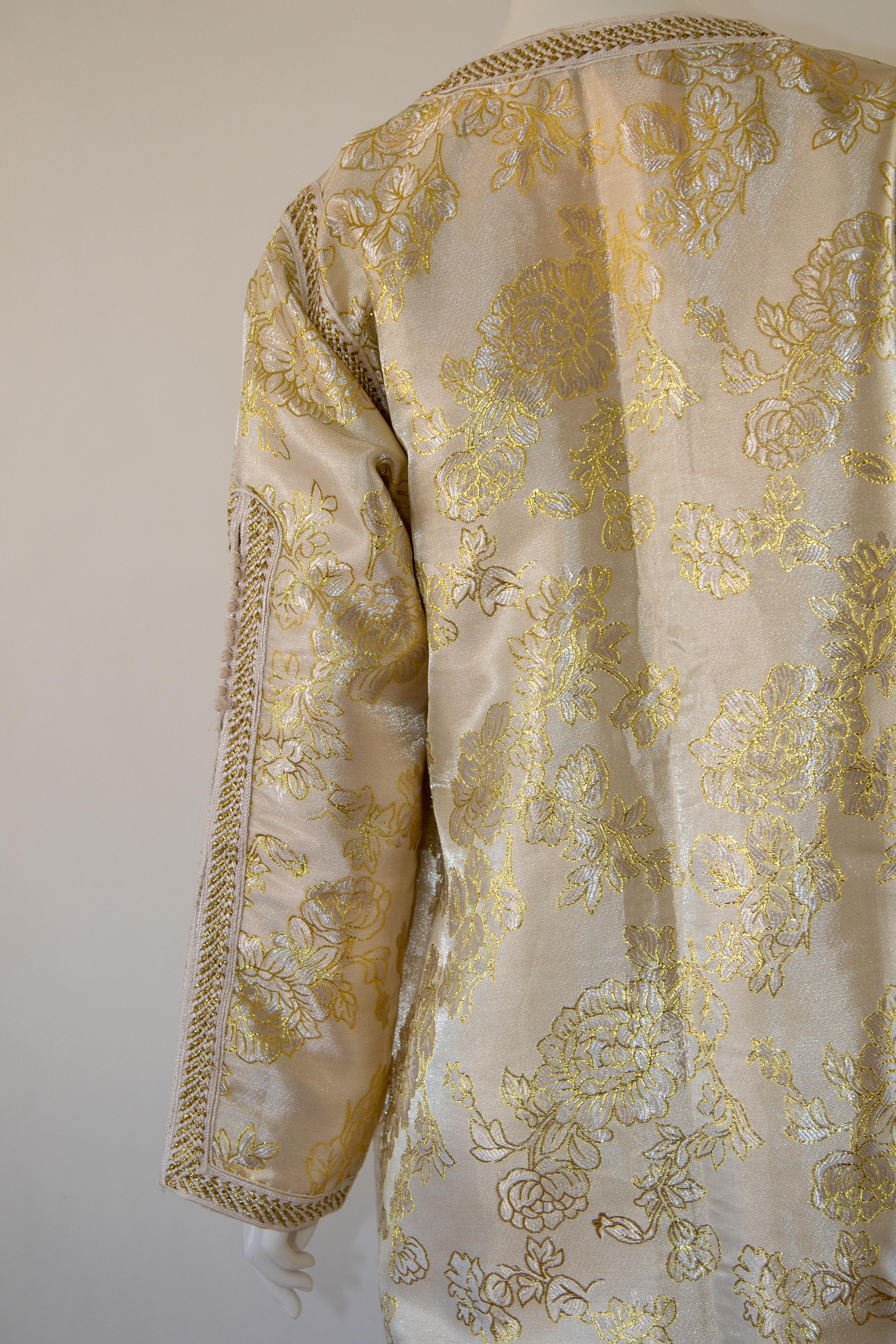 Vintage Moroccan Caftan in Gold Brocade Maxi Dress Kaftan Size L to XL For Sale 13