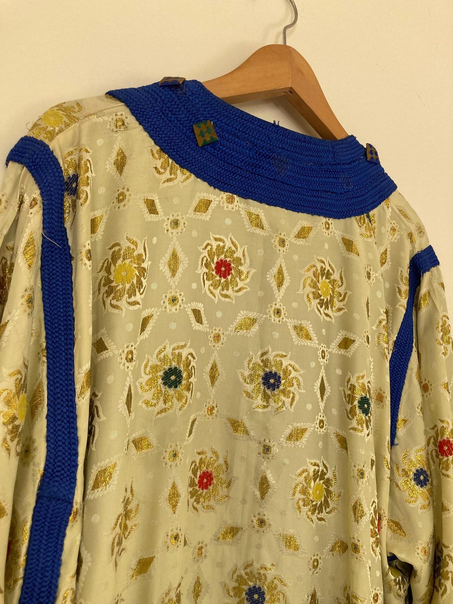 20th Century Vintage Moroccan Caftan in Royal Blue And Gold For Sale