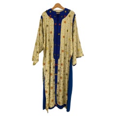 Caftan marocain vintage en bleu royal et or