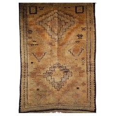 Vintage Moroccan Camelhair Tribal Area Rug in Geometric Pattern
