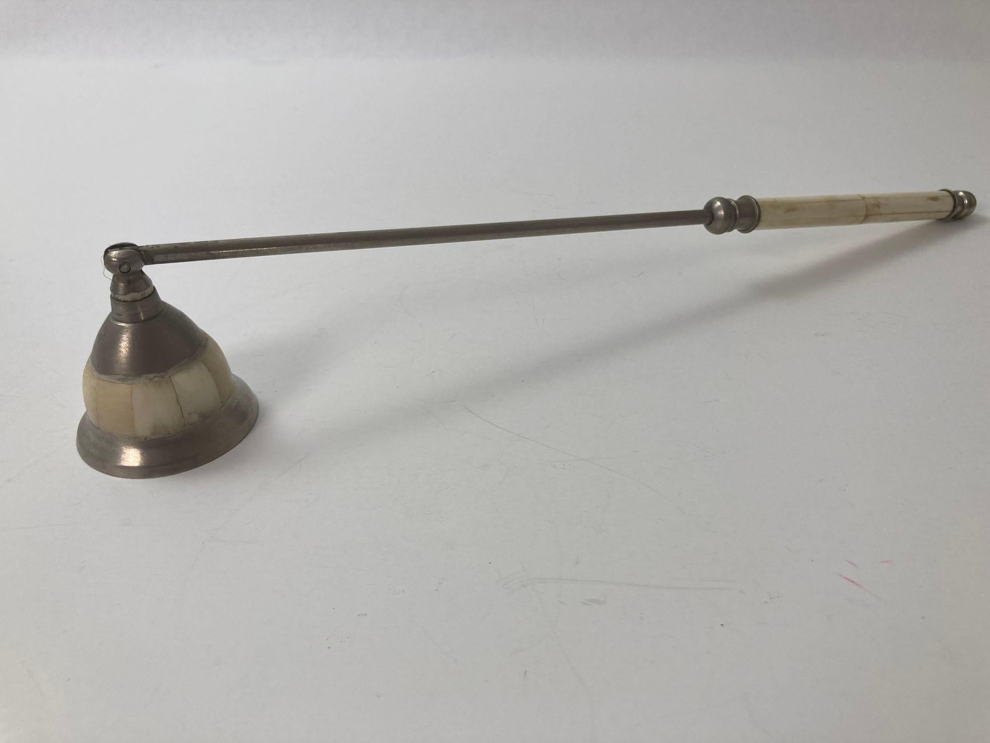 Vintage Moroccan Candle Snuffer with Bone Overlaid Handle and Snuffer 2